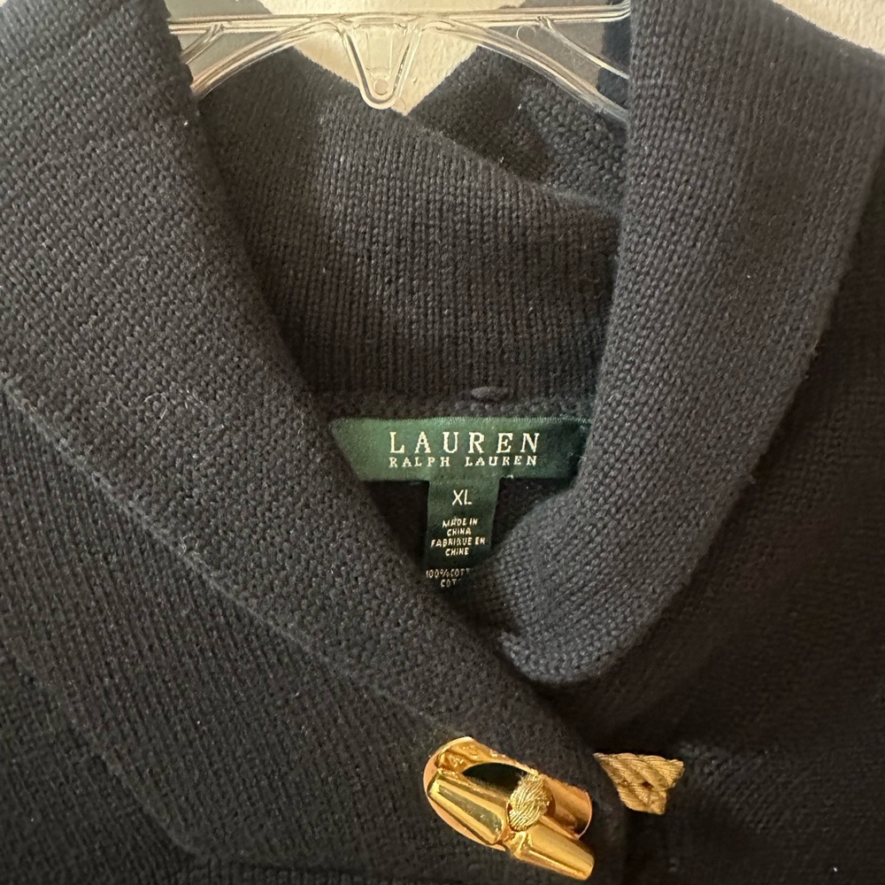 Ralph Lauren Black Toggle Shawl Coat